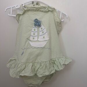 Green Sailboat Ruffle One Piece Swimsuit